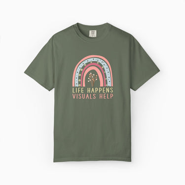 Autism T-Shirt - Life Happens Visuals Helps Comfort Colors Tee - Daily Bloom
