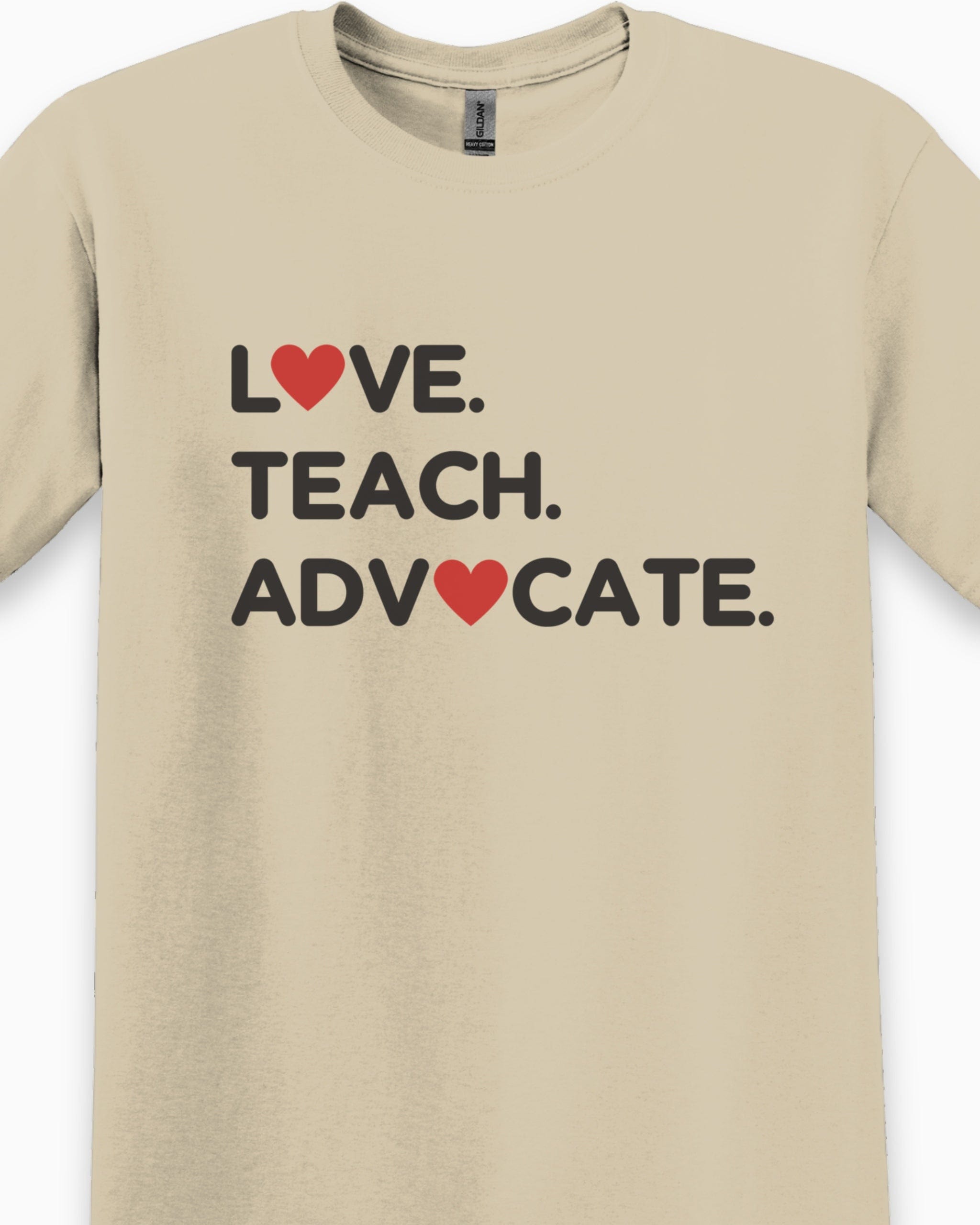 Love Teach Advocate - Love Hearts Tee-Neurodiversity, ADHD & Autism Awareness & Acceptance T-Shirt by Daily Bloom
