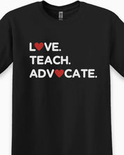 Love Teach Advocate - Love Hearts Tee-Neurodiversity, ADHD & Autism Awareness & Acceptance T-Shirt by Daily Bloom