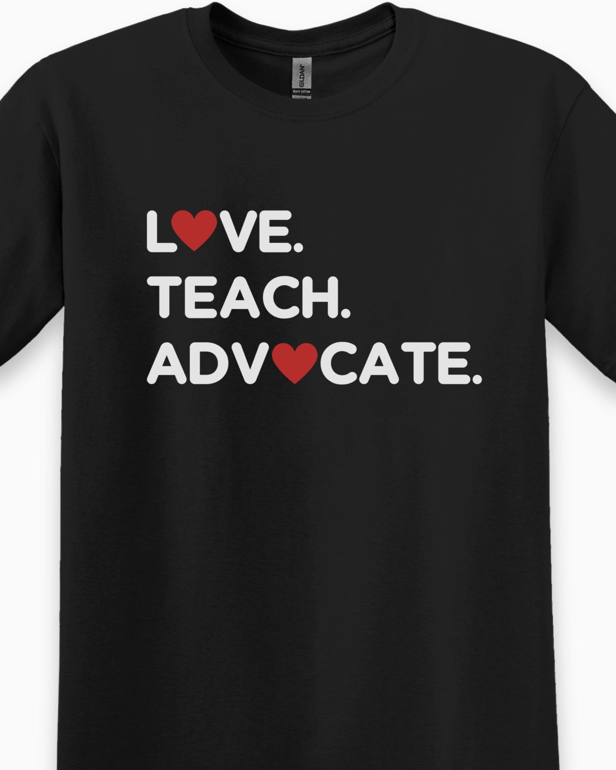 Love Teach Advocate - Love Hearts Tee-Neurodiversity, ADHD & Autism Awareness & Acceptance T-Shirt by Daily Bloom