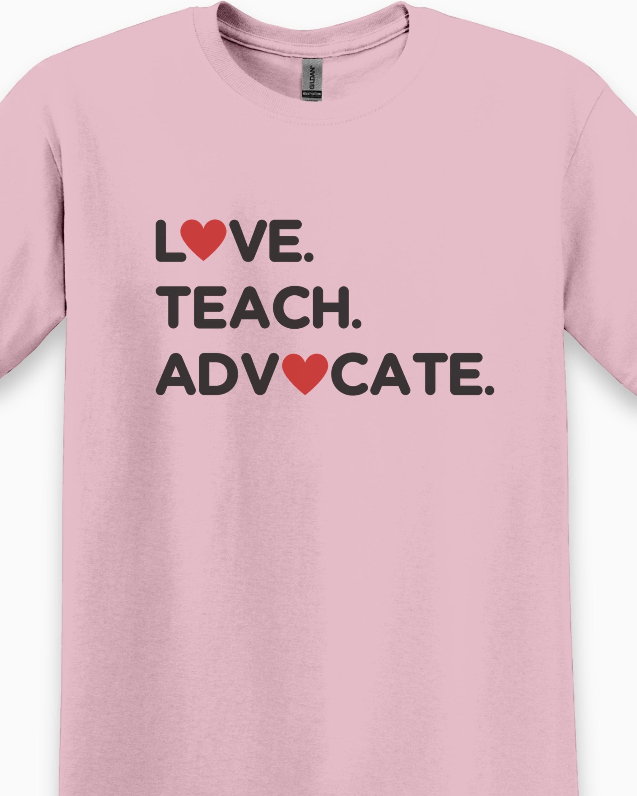 Love Teach Advocate - Love Hearts Tee-Neurodiversity, ADHD & Autism Awareness & Acceptance T-Shirt by Daily Bloom