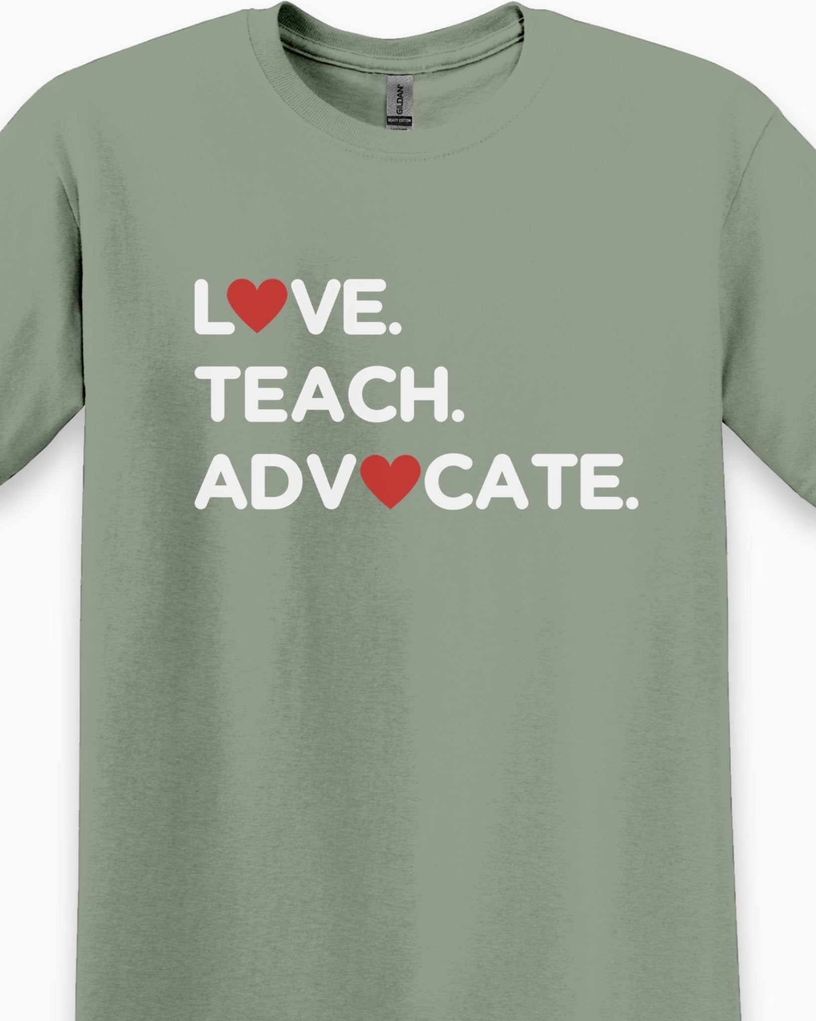 Autism T-Shirt - Love Teach Advocate - Love Hearts Tee - Daily Bloom