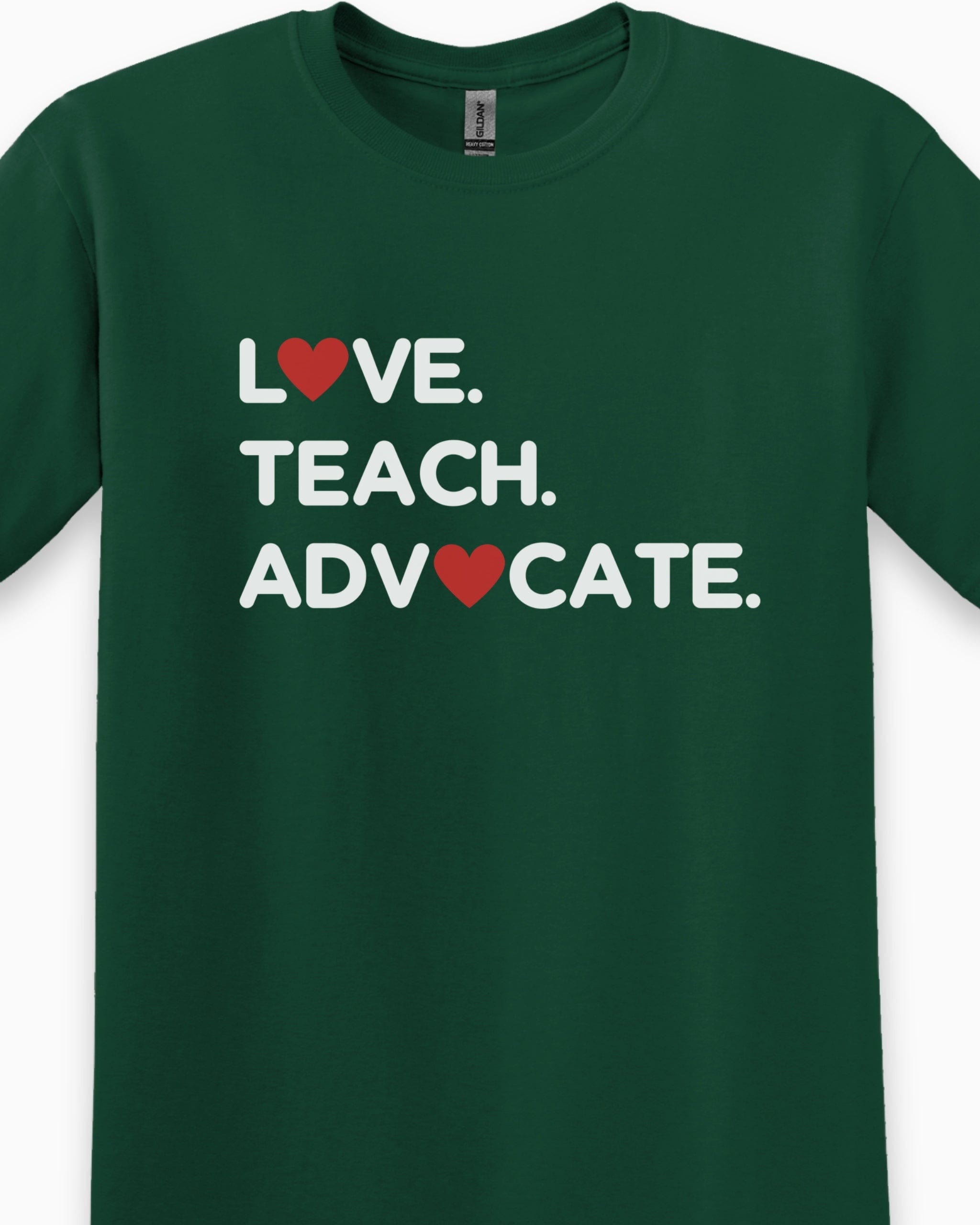 Love Teach Advocate - Love Hearts Tee-Neurodiversity, ADHD & Autism Awareness & Acceptance T-Shirt by Daily Bloom