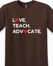 Love Teach Advocate - Love Hearts Tee-Neurodiversity, ADHD & Autism Awareness & Acceptance T-Shirt by Daily Bloom