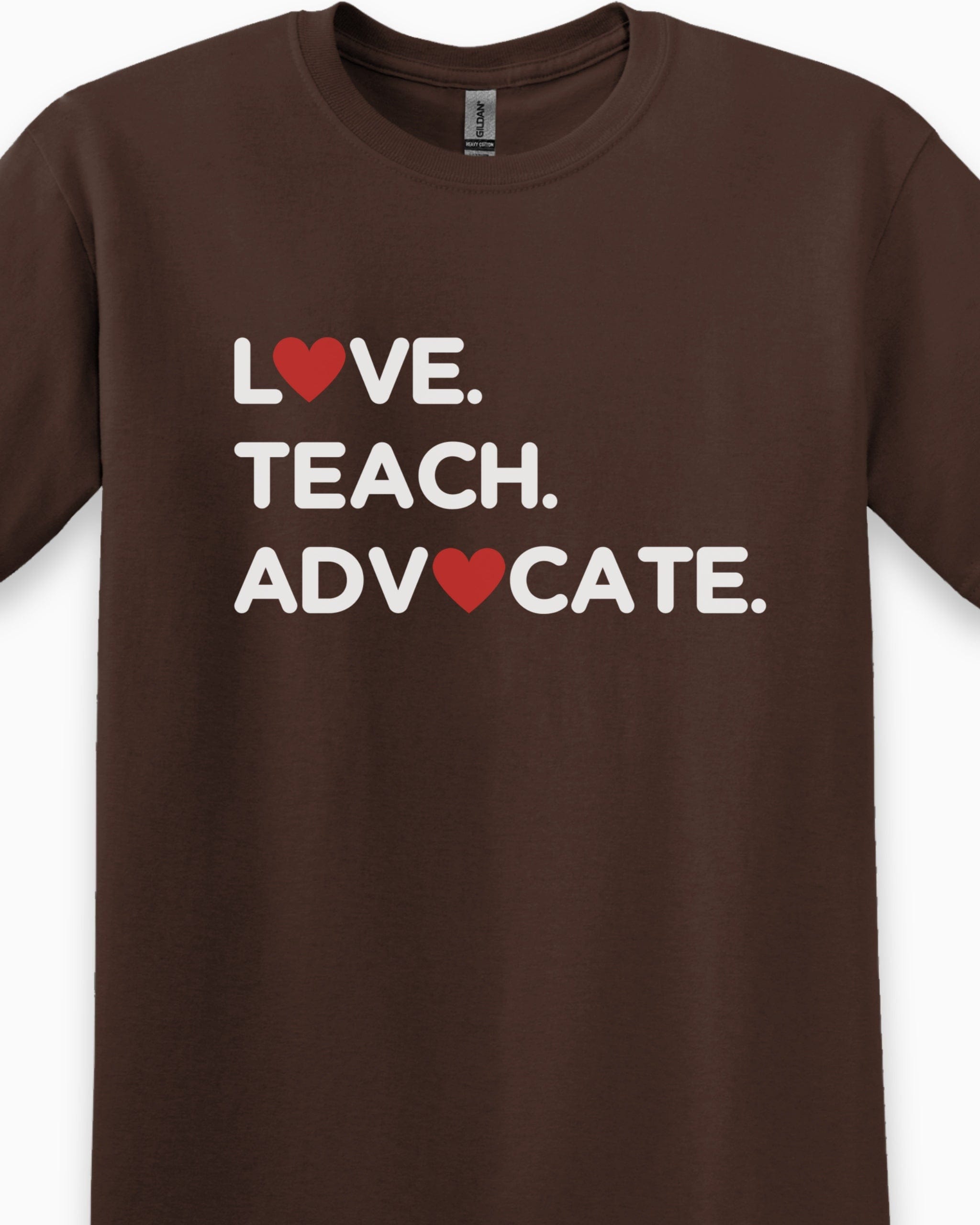 Love Teach Advocate - Love Hearts Tee-Neurodiversity, ADHD & Autism Awareness & Acceptance T-Shirt by Daily Bloom