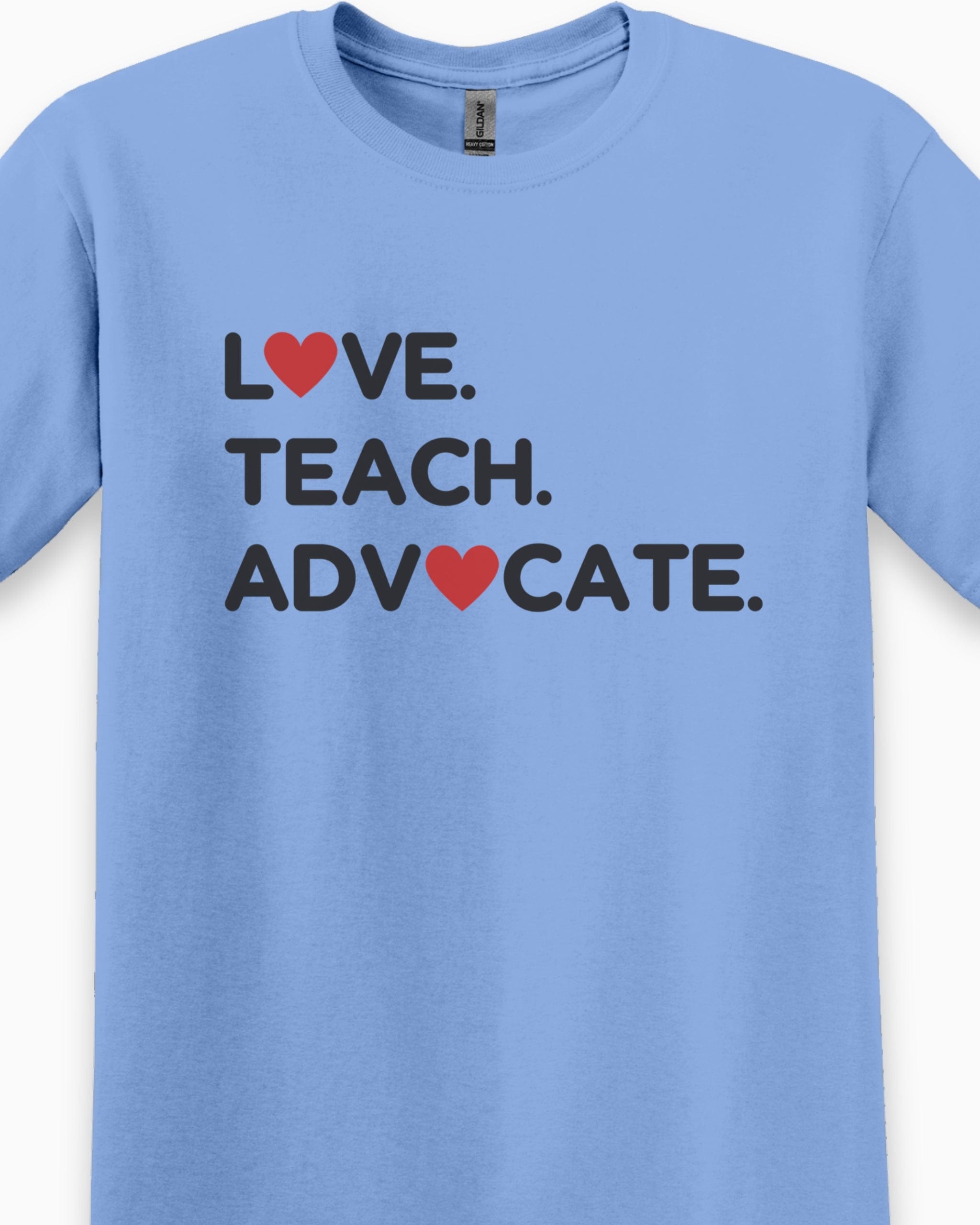 Love Teach Advocate - Love Hearts Tee-Neurodiversity, ADHD & Autism Awareness & Acceptance T-Shirt by Daily Bloom