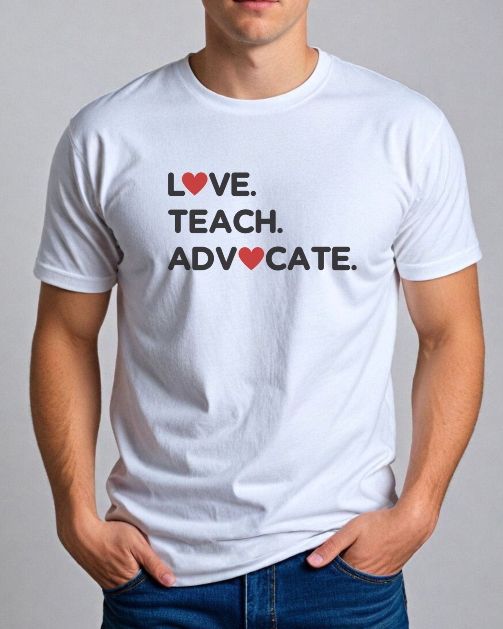Autism T-Shirt - Love Teach Advocate - Love Hearts Tee - Daily Bloom
