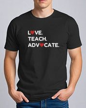 Love Teach Advocate - Love Hearts Tee-Neurodiversity, ADHD & Autism Awareness & Acceptance T-Shirt by Daily Bloom