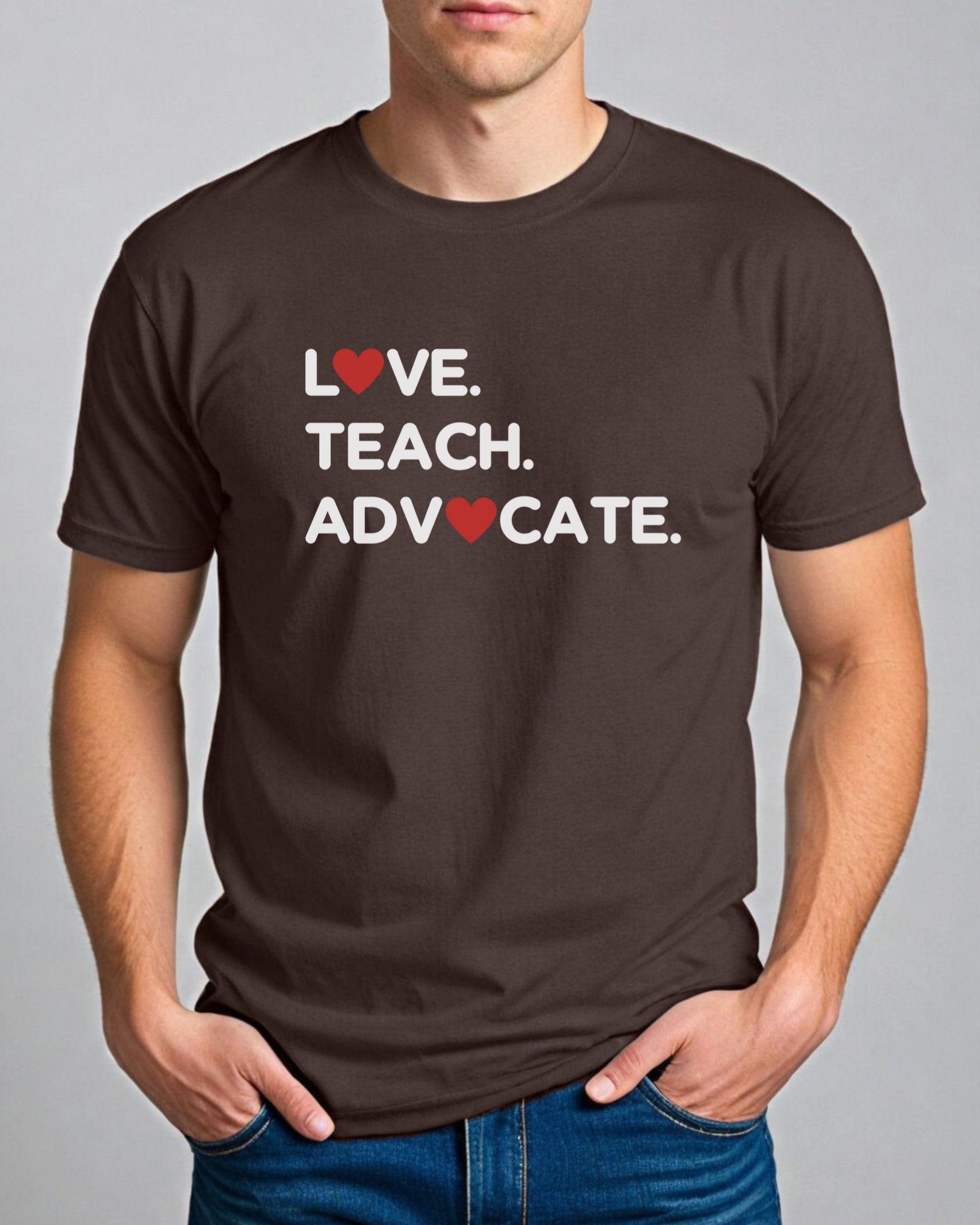 Love Teach Advocate - Love Hearts Tee-Neurodiversity, ADHD & Autism Awareness & Acceptance T-Shirt by Daily Bloom