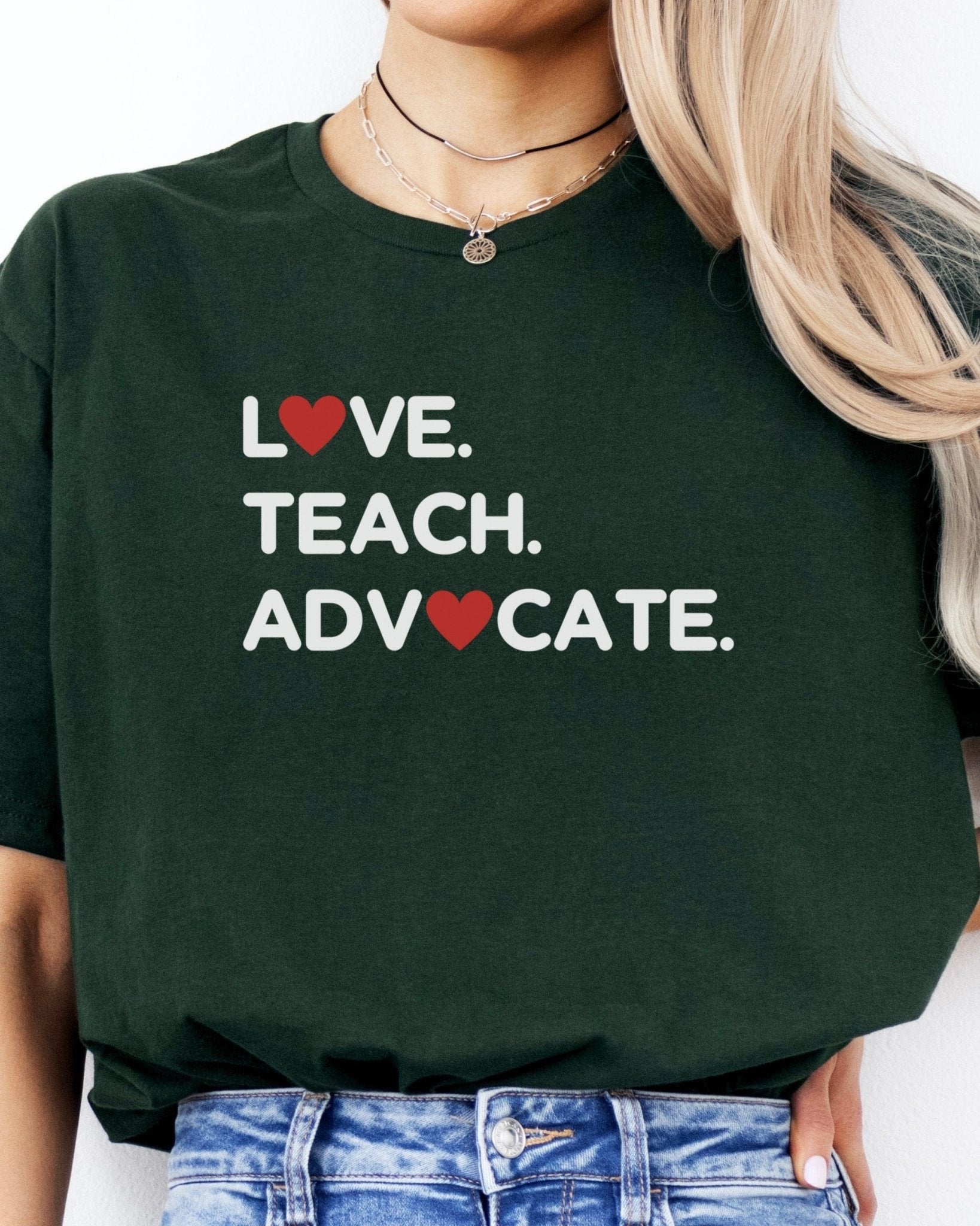 Autism T-Shirt - Love Teach Advocate - Love Hearts Tee - Daily Bloom
