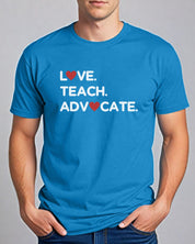 Love Teach Advocate - Love Hearts Tee-Neurodiversity, ADHD & Autism Awareness & Acceptance T-Shirt by Daily Bloom