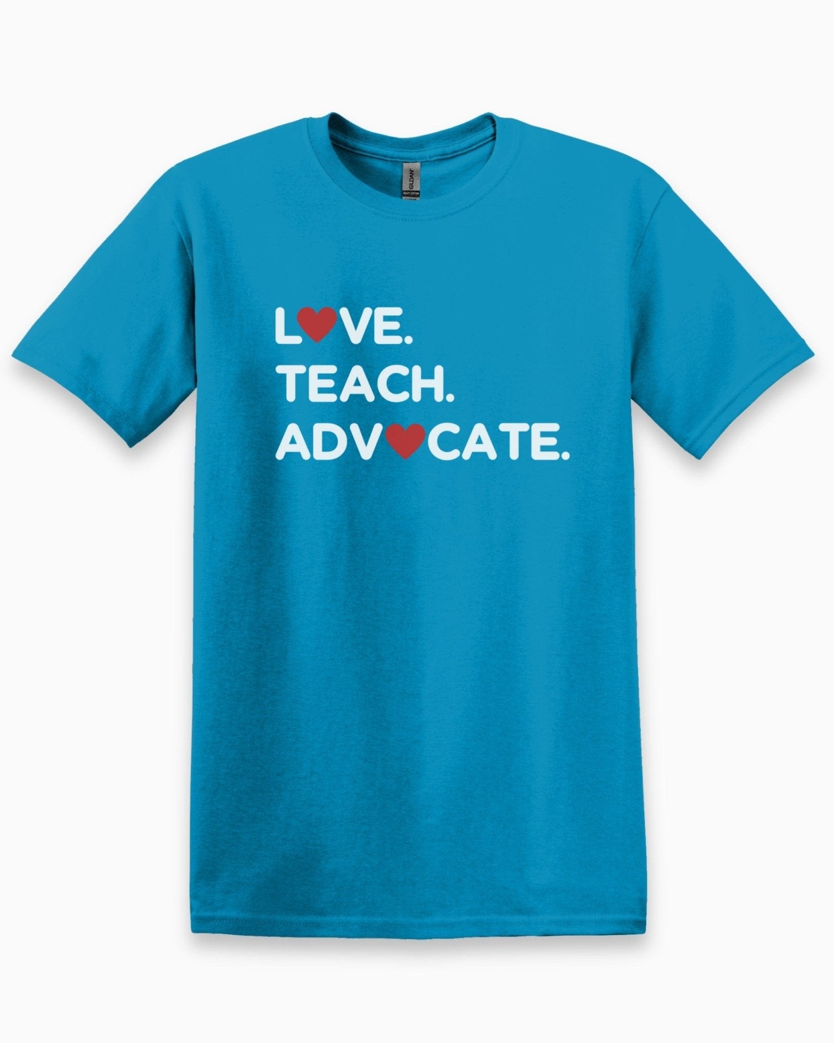 Autism T-Shirt - Love Teach Advocate - Love Hearts Tee - Daily Bloom