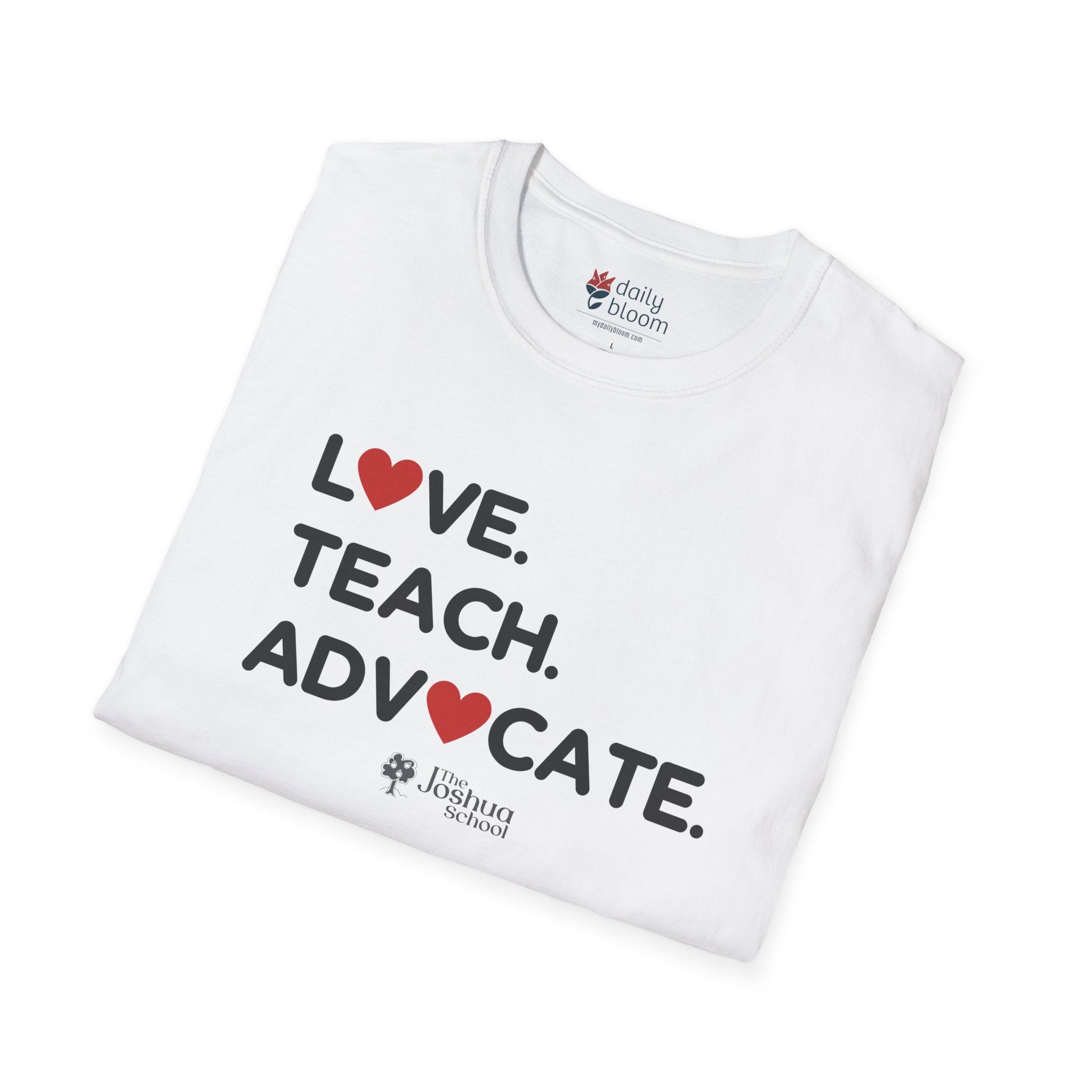 Autism T-Shirt - Love Teach Advocate - Love Hearts Tee - The Joshua School - Daily Bloom