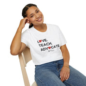 Autism T-Shirt - Love Teach Advocate - Love Hearts Tee - The Joshua School - Daily Bloom