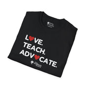Autism T-Shirt - Love Teach Advocate - Love Hearts Tee - The Joshua School - Daily Bloom