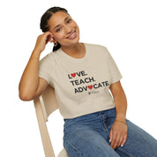 Autism T-Shirt - Love Teach Advocate - Love Hearts Tee - The Joshua School - Daily Bloom