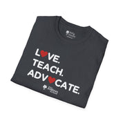 Autism T-Shirt - Love Teach Advocate - Love Hearts Tee - The Joshua School - Daily Bloom