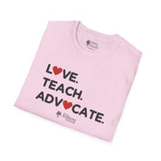 Autism T-Shirt - Love Teach Advocate - Love Hearts Tee - The Joshua School - Daily Bloom