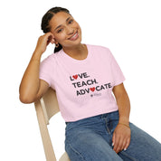 Autism T-Shirt - Love Teach Advocate - Love Hearts Tee - The Joshua School - Daily Bloom