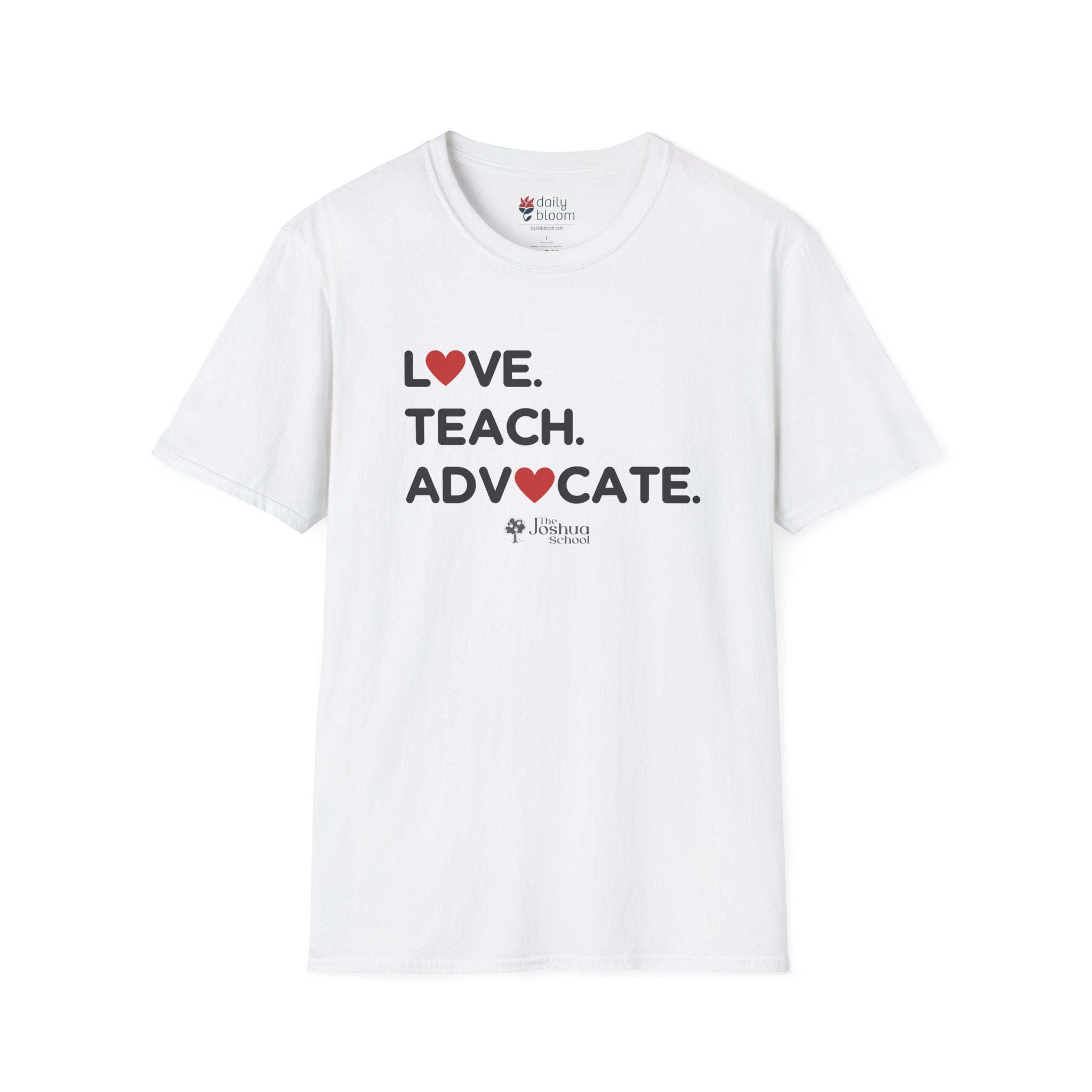 Autism T-Shirt - Love Teach Advocate - Love Hearts Tee - The Joshua School - Daily Bloom