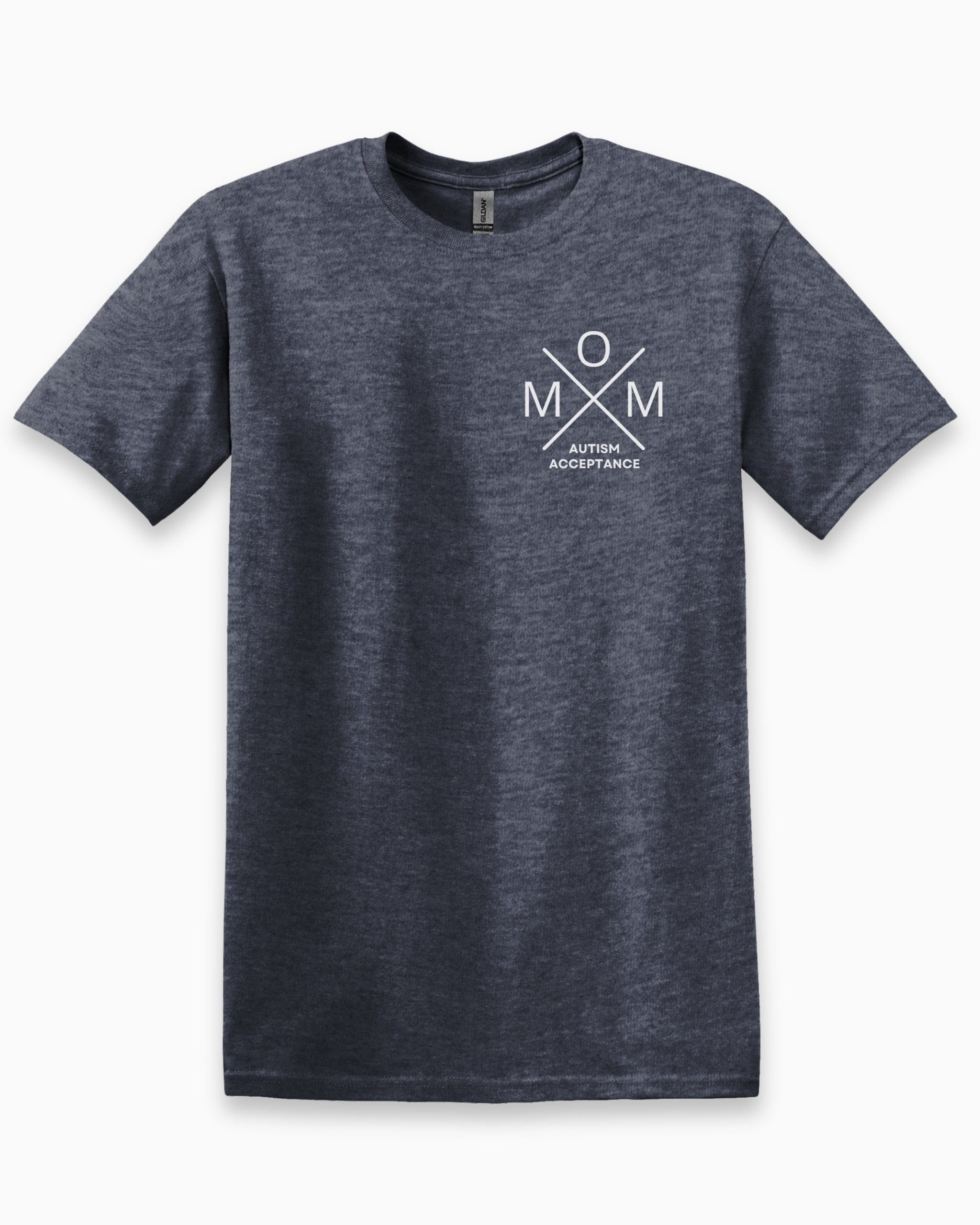 Mom Cross Tee-Heather Navy-Neurodiversity, ADHD & Autism Awareness & Acceptance T-Shirt by Daily Bloom