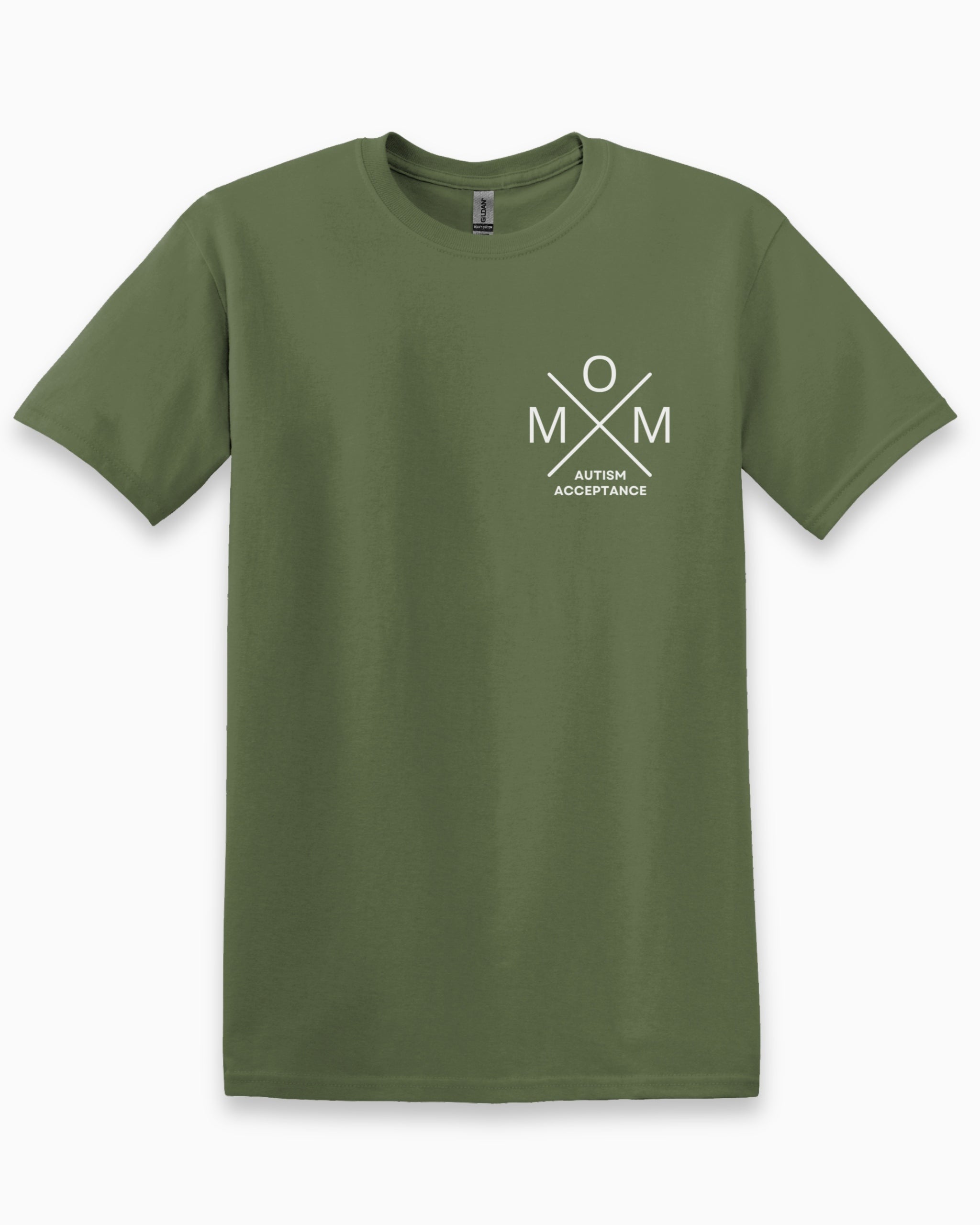 Mom Cross Tee-Military Green-Neurodiversity, ADHD & Autism Awareness & Acceptance T-Shirt by Daily Bloom