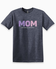 Mom Gradient Tee-Heather Navy-Neurodiversity, ADHD & Autism Awareness & Acceptance T-Shirt by Daily Bloom