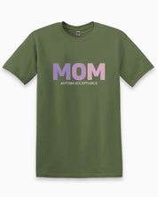 Mom Gradient Tee-Military Green-Neurodiversity, ADHD & Autism Awareness & Acceptance T-Shirt by Daily Bloom