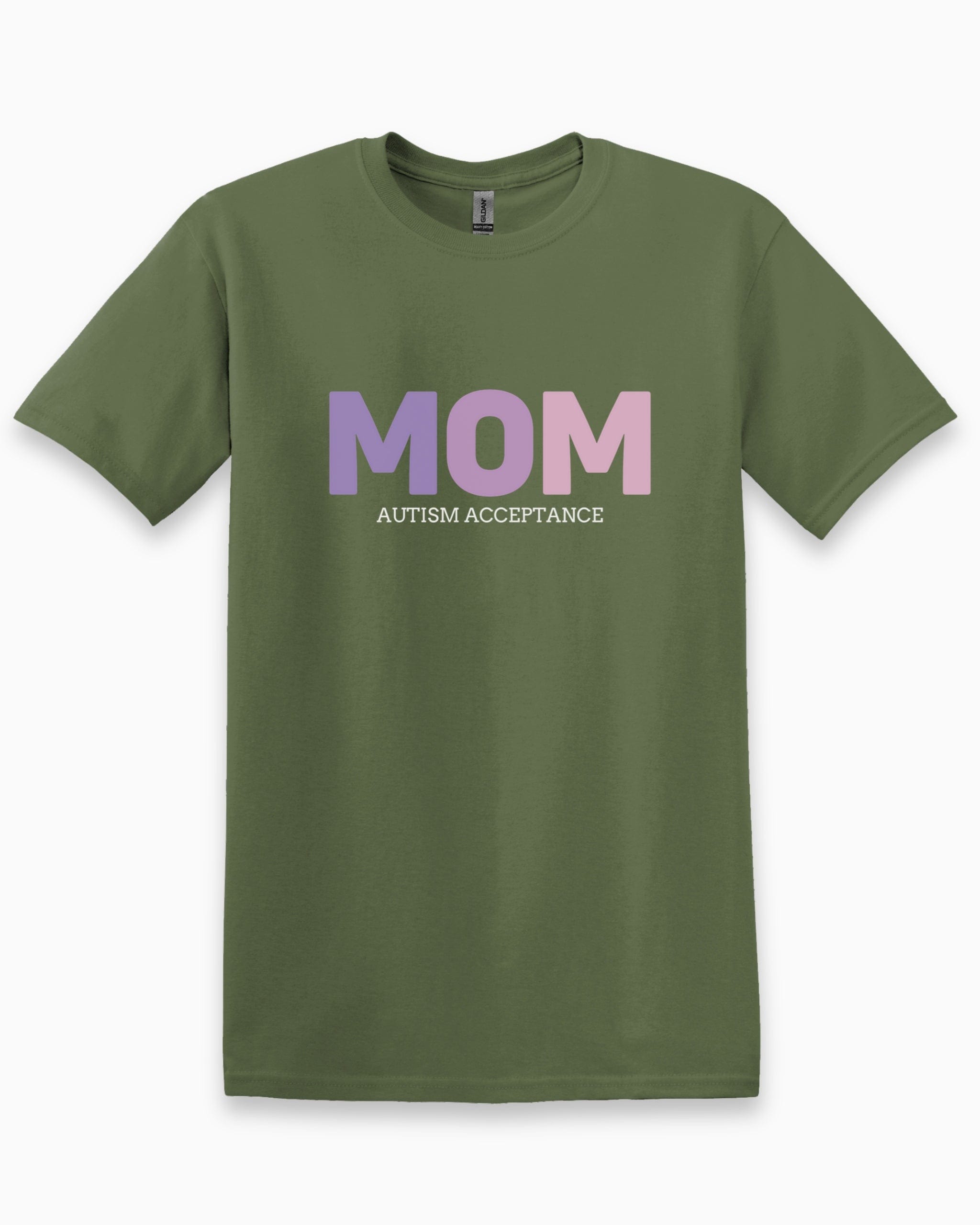 Mom Gradient Tee-Military Green-Neurodiversity, ADHD & Autism Awareness & Acceptance T-Shirt by Daily Bloom