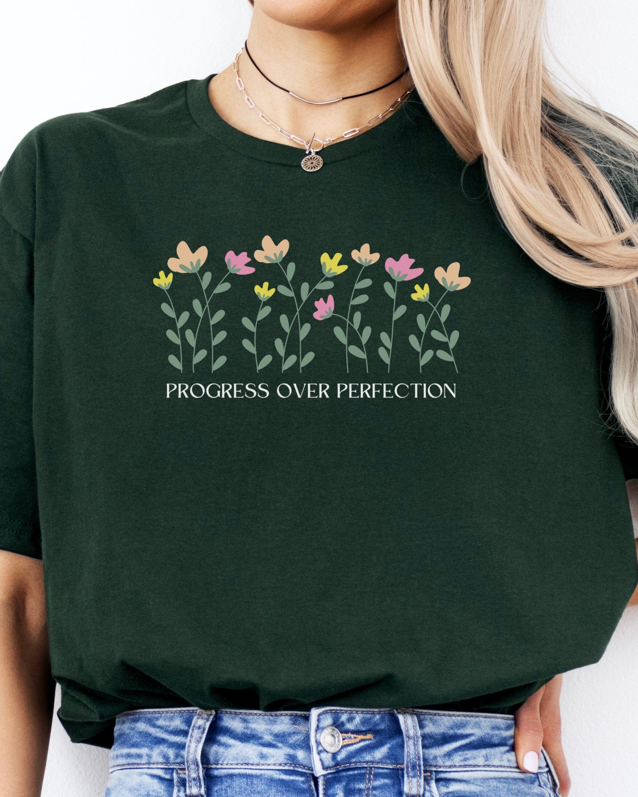 Progress over Perfection Tee-Neurodiversity, ADHD & Autism Awareness & Acceptance T-Shirt by Daily Bloom