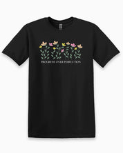 Progress over Perfection Tee-Black-Neurodiversity, ADHD & Autism Awareness & Acceptance T-Shirt by Daily Bloom