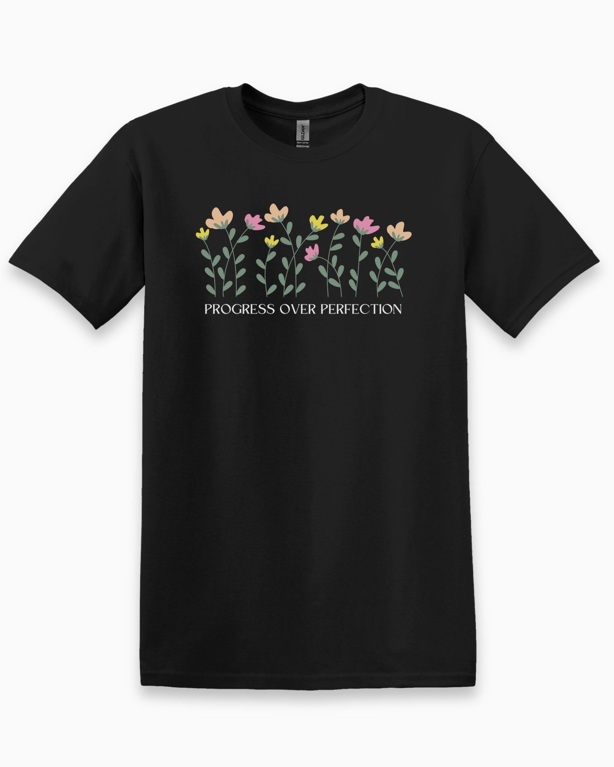 Progress over Perfection Tee-Black-Neurodiversity, ADHD & Autism Awareness & Acceptance T-Shirt by Daily Bloom