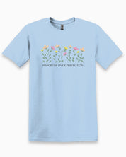 Progress over Perfection Tee-Light Blue-Neurodiversity, ADHD & Autism Awareness & Acceptance T-Shirt by Daily Bloom