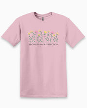 Progress over Perfection Tee-Light Pink-Neurodiversity, ADHD & Autism Awareness & Acceptance T-Shirt by Daily Bloom