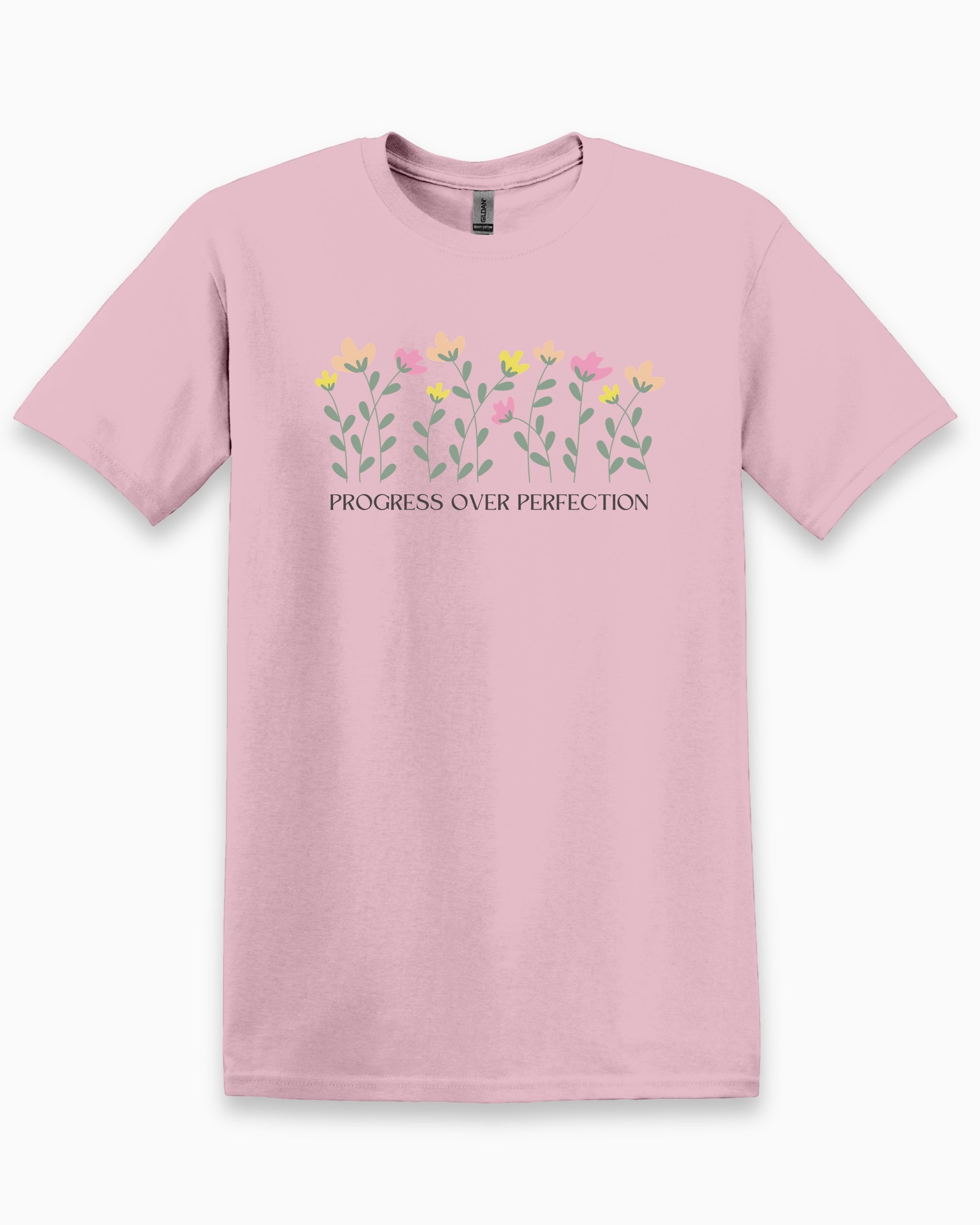 Progress over Perfection Tee-Light Pink-Neurodiversity, ADHD & Autism Awareness & Acceptance T-Shirt by Daily Bloom