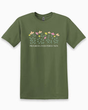 Progress over Perfection Tee-Military Green-Neurodiversity, ADHD & Autism Awareness & Acceptance T-Shirt by Daily Bloom