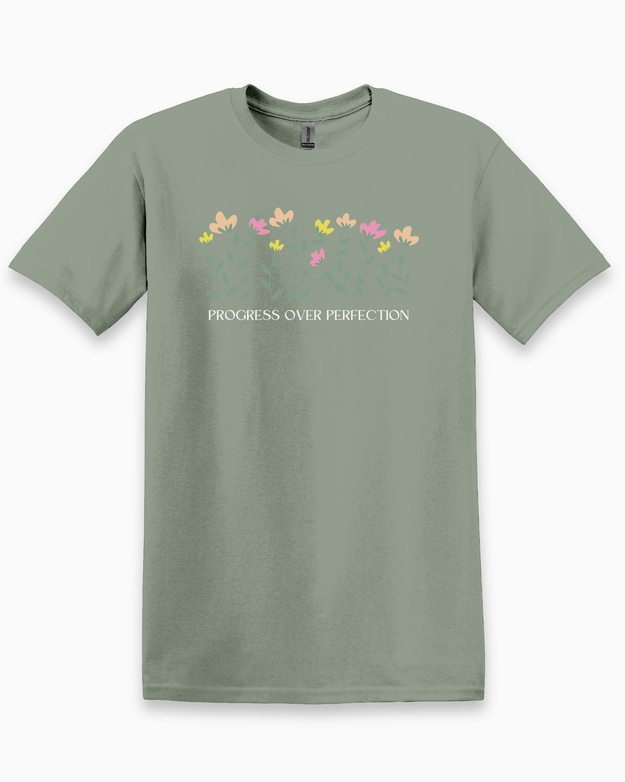 Progress over Perfection Tee-Sage-Neurodiversity, ADHD & Autism Awareness & Acceptance T-Shirt by Daily Bloom