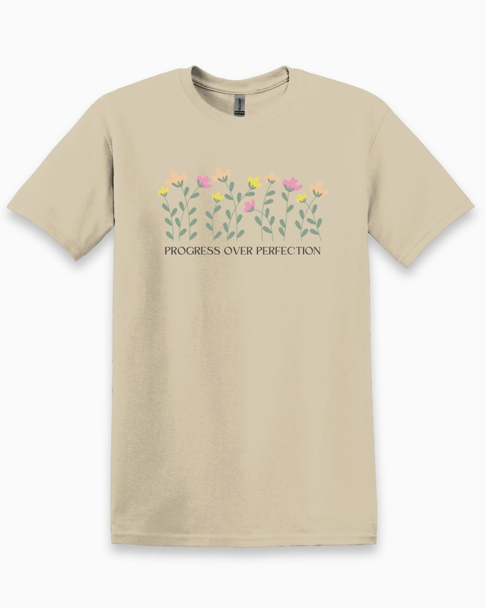 Progress over Perfection Tee-Sand-Neurodiversity, ADHD & Autism Awareness & Acceptance T-Shirt by Daily Bloom