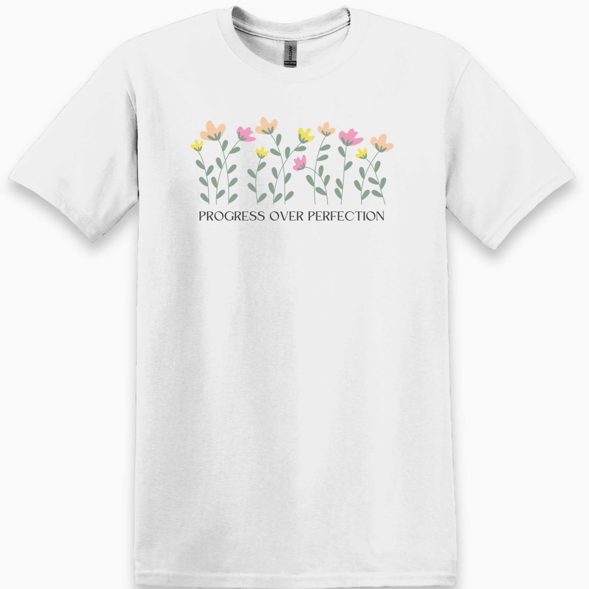 Progress over Perfection Tee-White-Neurodiversity, ADHD & Autism Awareness & Acceptance T-Shirt by Daily Bloom