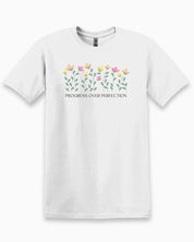 Progress over Perfection Tee-White-Neurodiversity, ADHD & Autism Awareness & Acceptance T-Shirt by Daily Bloom