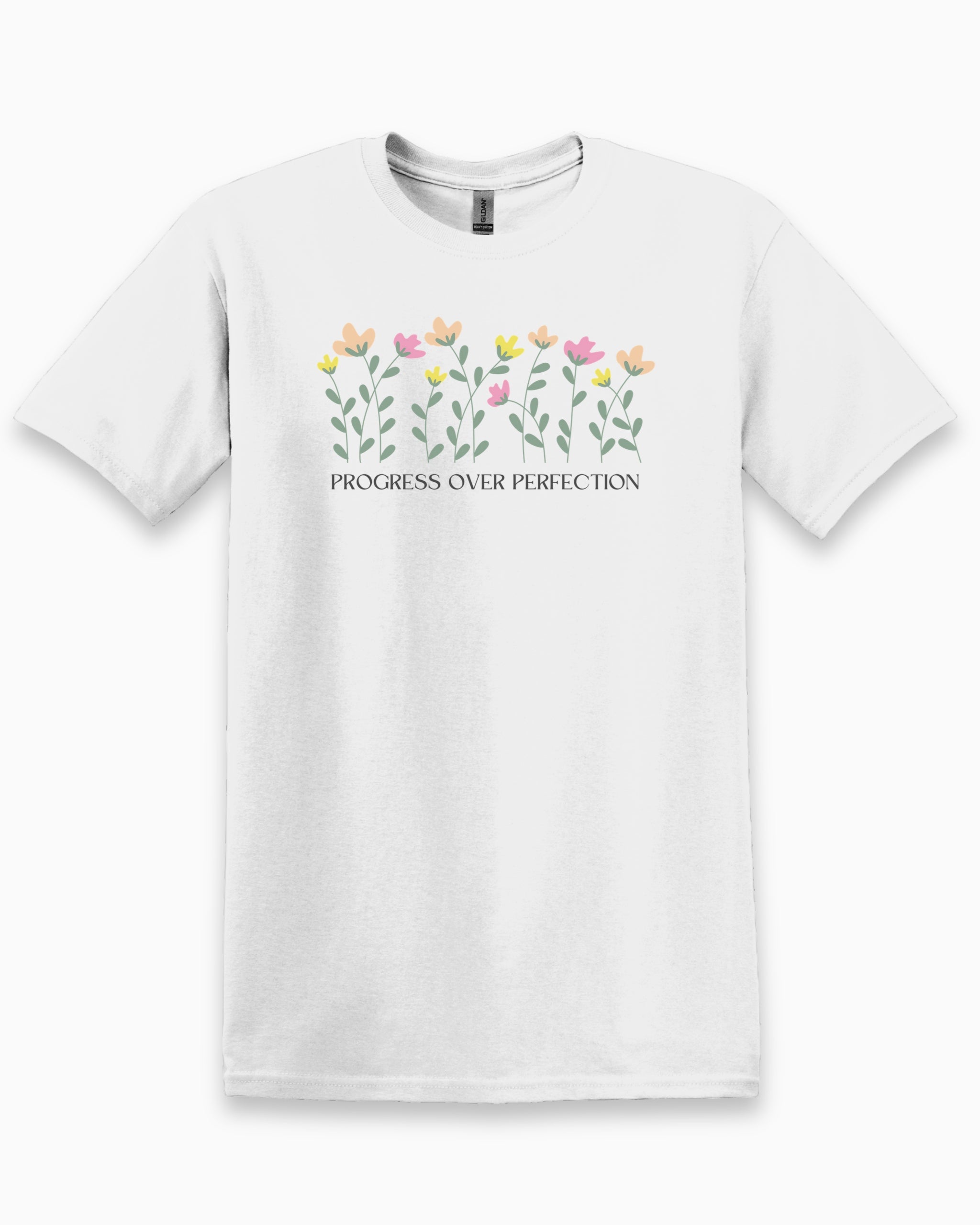 Progress over Perfection Tee-White-Neurodiversity, ADHD & Autism Awareness & Acceptance T-Shirt by Daily Bloom