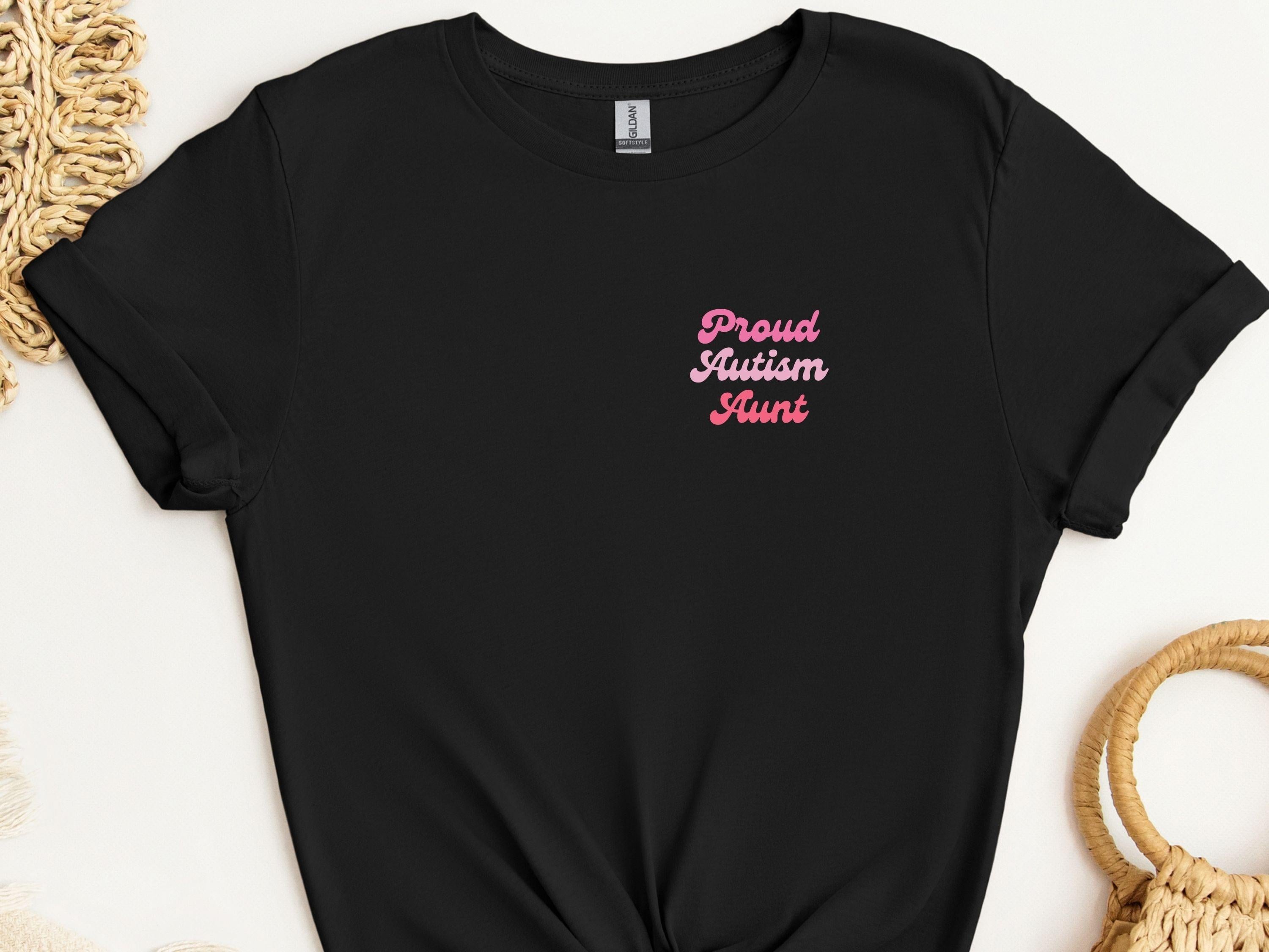 Proud Autism Aunt Tee-Black-Neurodiversity, ADHD & Autism Awareness & Acceptance T-Shirt by Daily Bloom