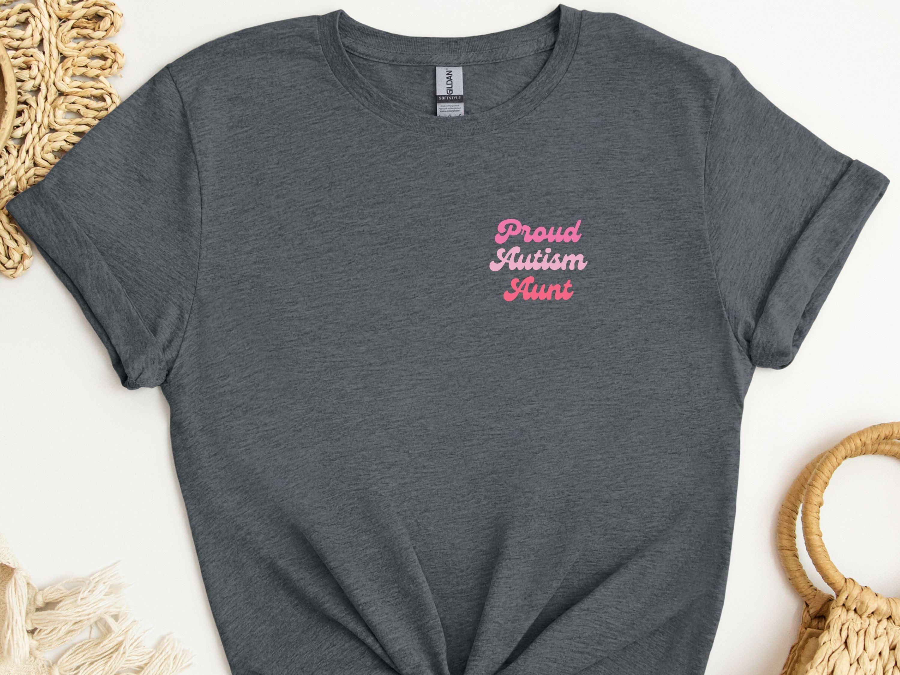 Proud Autism Aunt Tee-Dark Heather Grey-Neurodiversity, ADHD & Autism Awareness & Acceptance T-Shirt by Daily Bloom