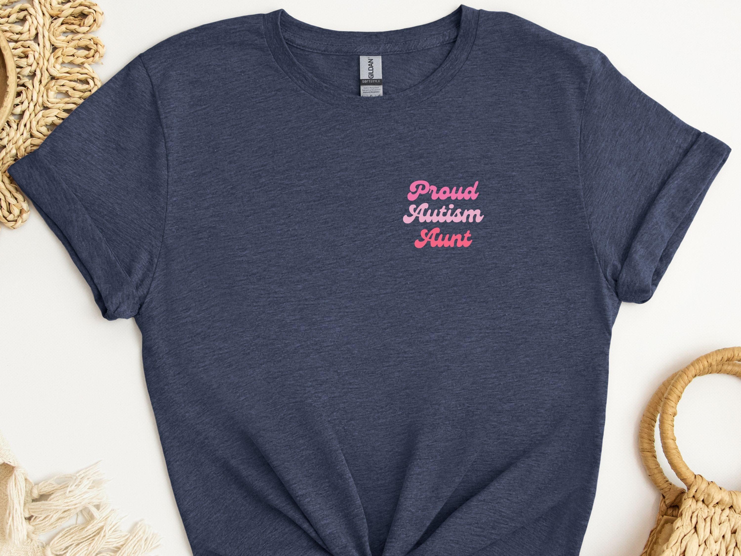 Proud Autism Aunt Tee-Heather Navy-Neurodiversity, ADHD & Autism Awareness & Acceptance T-Shirt by Daily Bloom