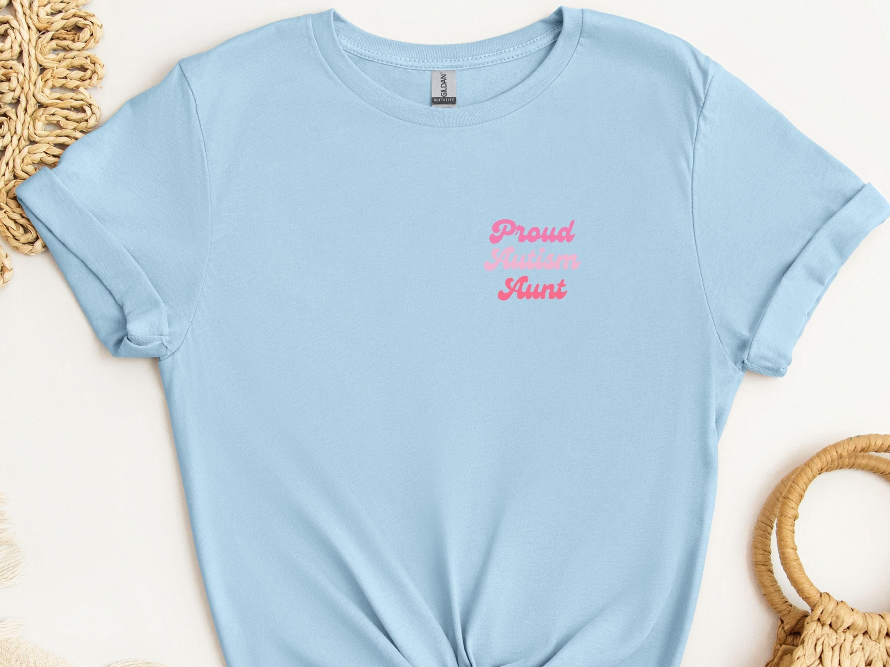 Proud Autism Aunt Tee-Light Blue-Neurodiversity, ADHD & Autism Awareness & Acceptance T-Shirt by Daily Bloom