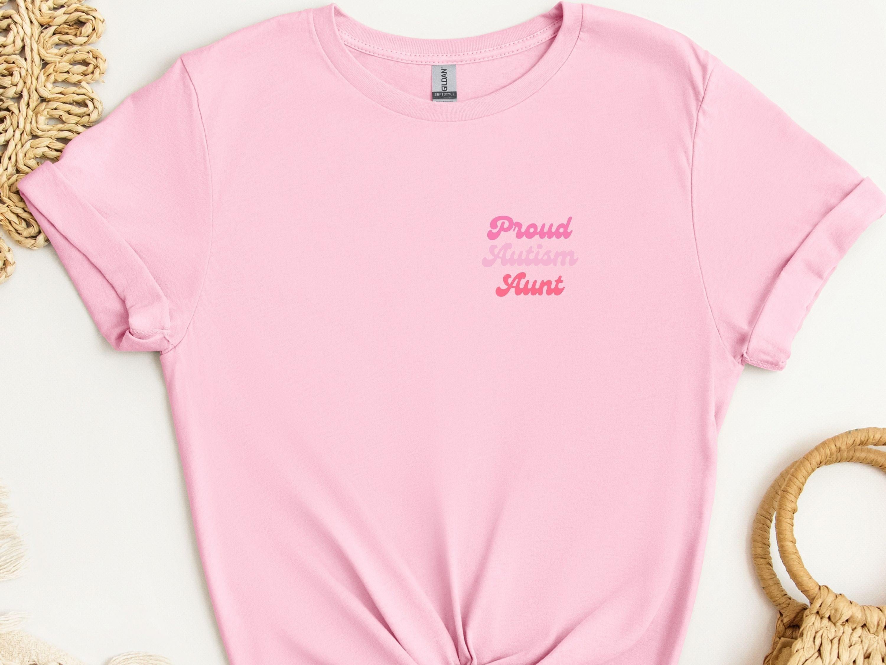 Proud Autism Aunt Tee-Light Pink-Neurodiversity, ADHD & Autism Awareness & Acceptance T-Shirt by Daily Bloom