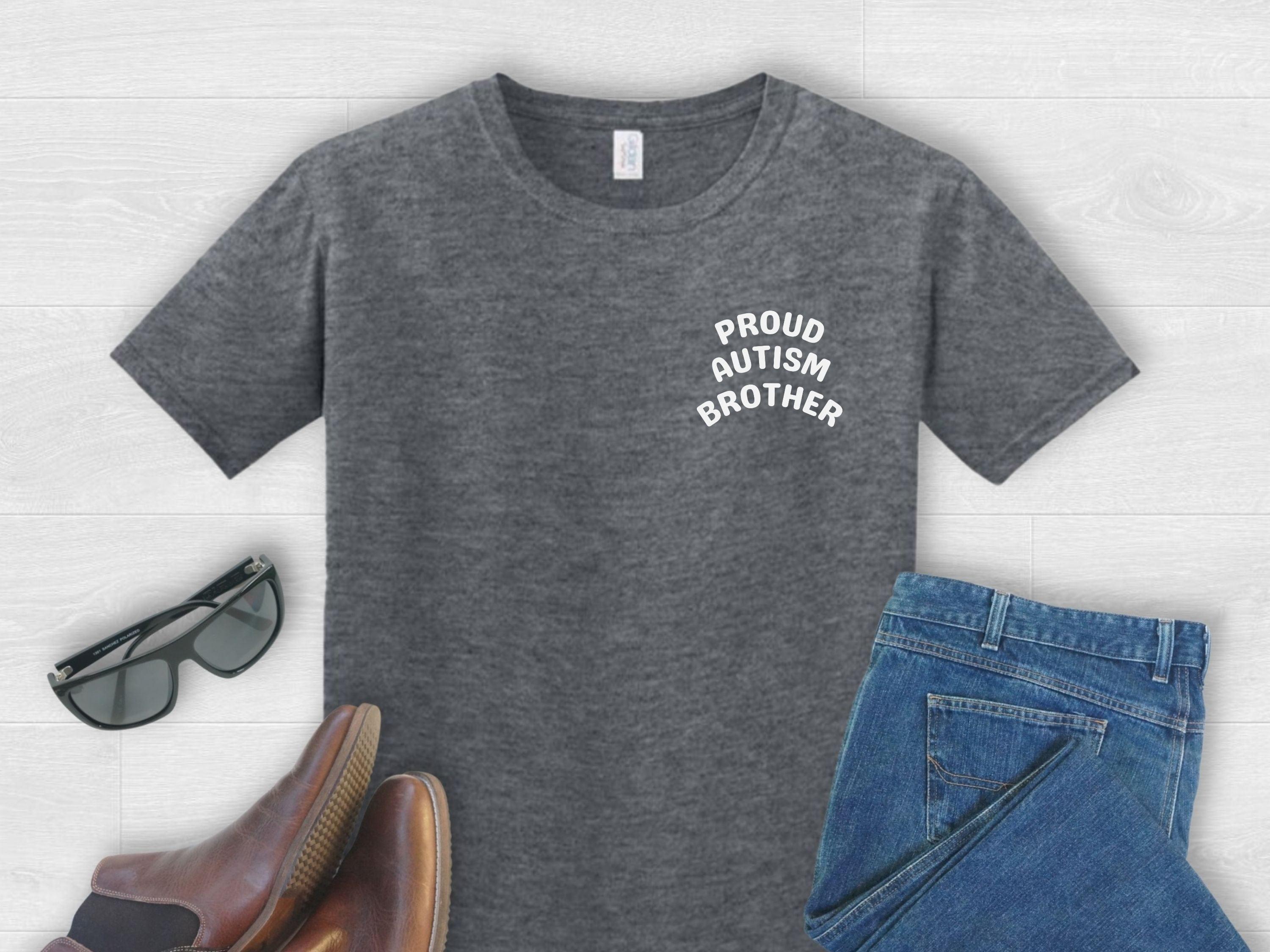 Proud Autism Brother Tee-Dark Heather-Neurodiversity, ADHD & Autism Awareness & Acceptance T-Shirt by Daily Bloom