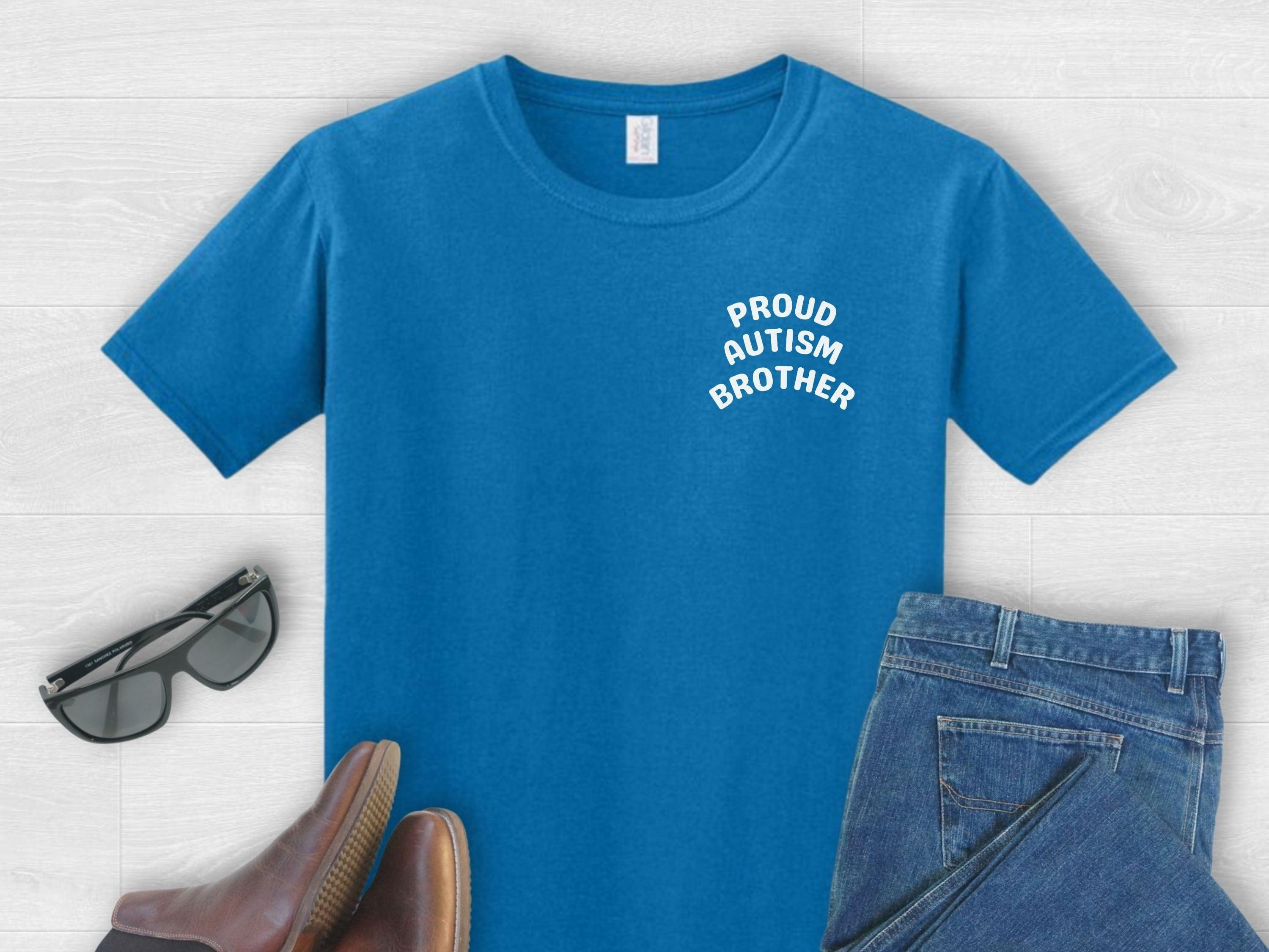 Proud Autism Brother Tee-Sapphire-Neurodiversity, ADHD & Autism Awareness & Acceptance T-Shirt by Daily Bloom