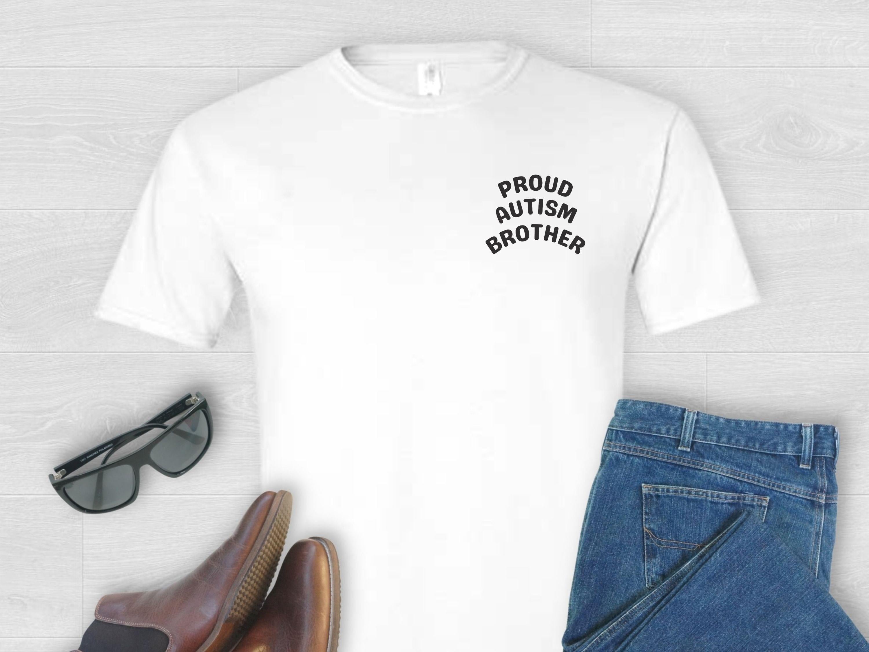 Proud Autism Brother Tee-White-Neurodiversity, ADHD & Autism Awareness & Acceptance T-Shirt by Daily Bloom