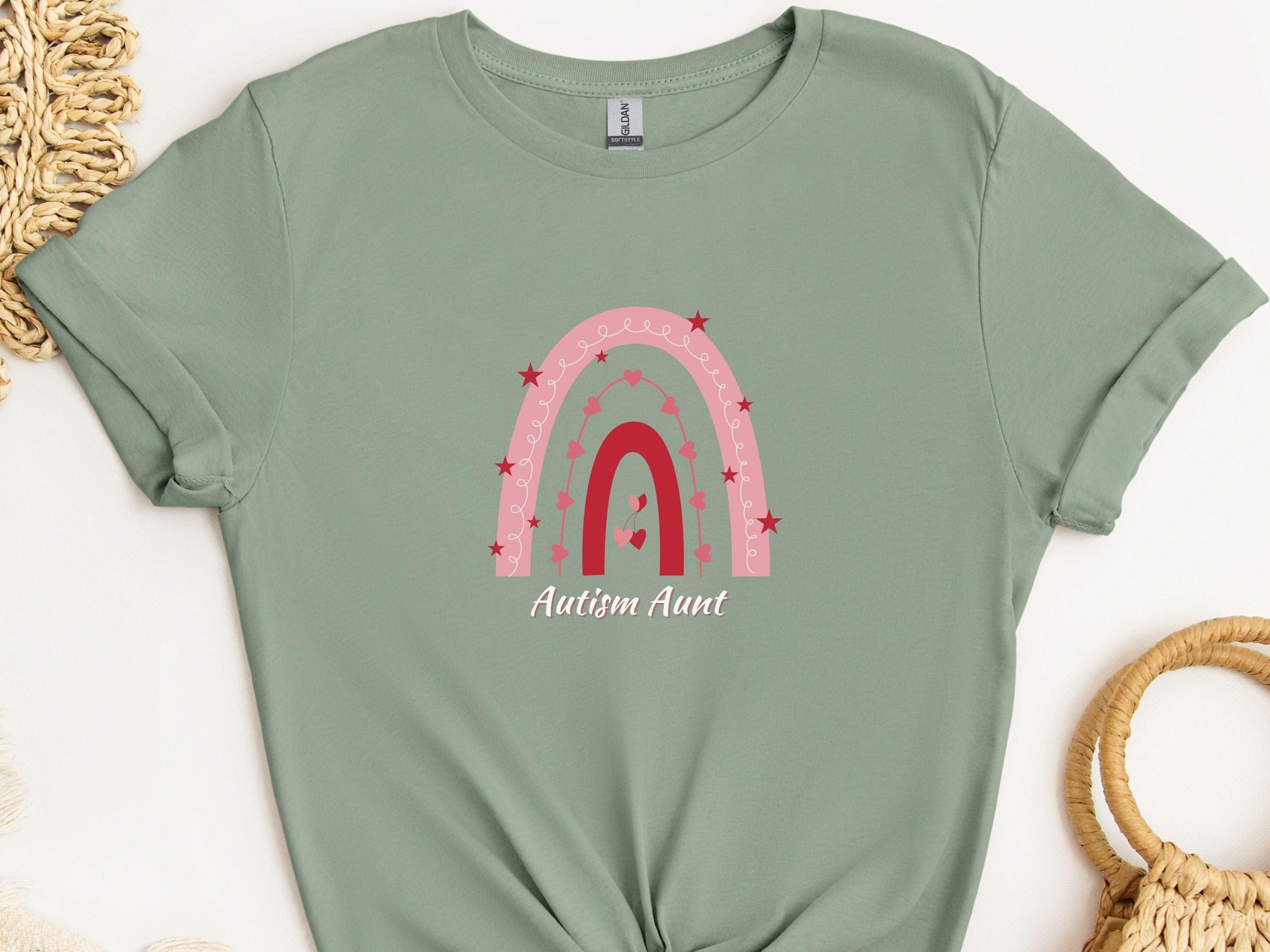 Rainbow Autism Aunt Tee-Sage-Neurodiversity, ADHD & Autism Awareness & Acceptance T-Shirt by Daily Bloom